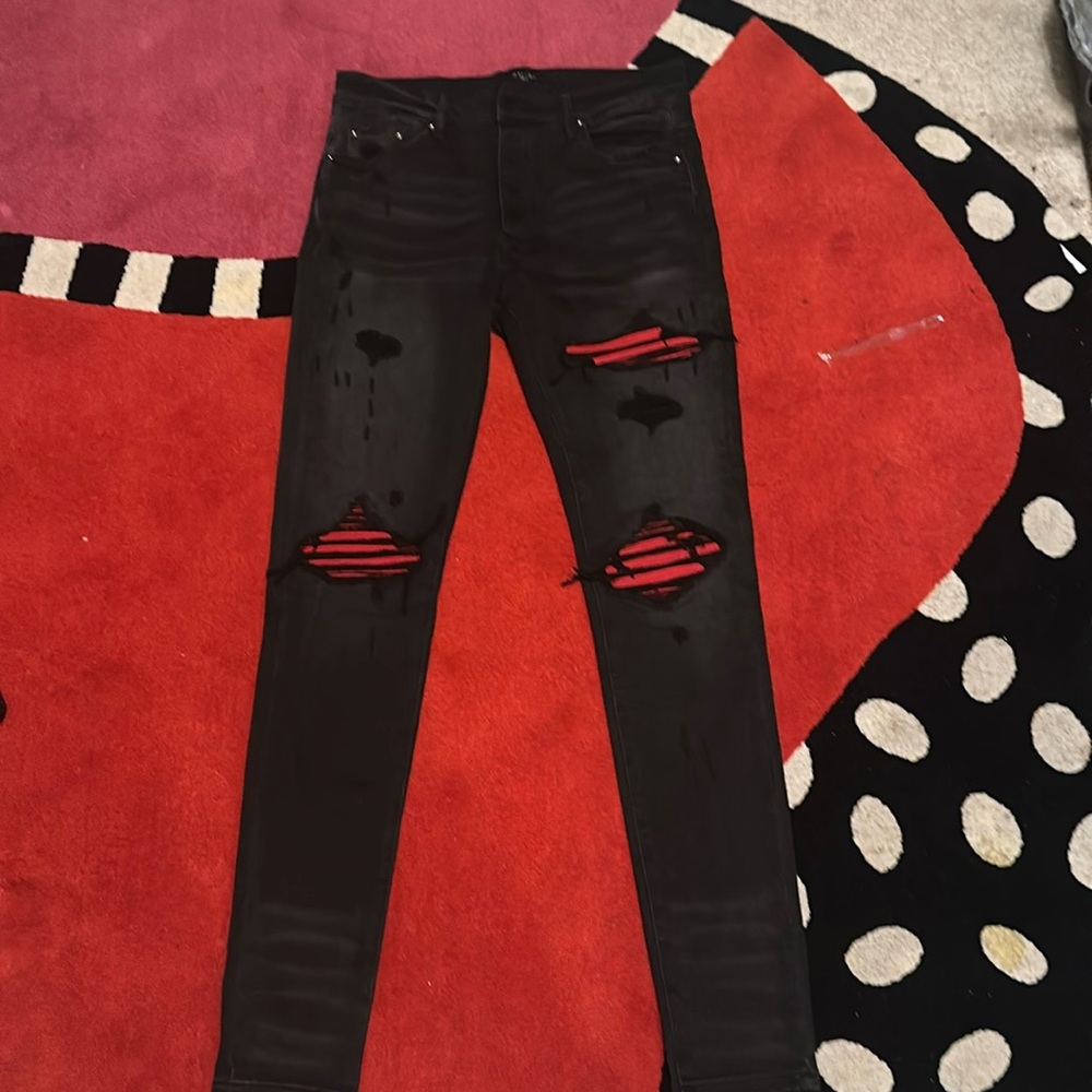 Amiri Mx1 Red Patches Jeans